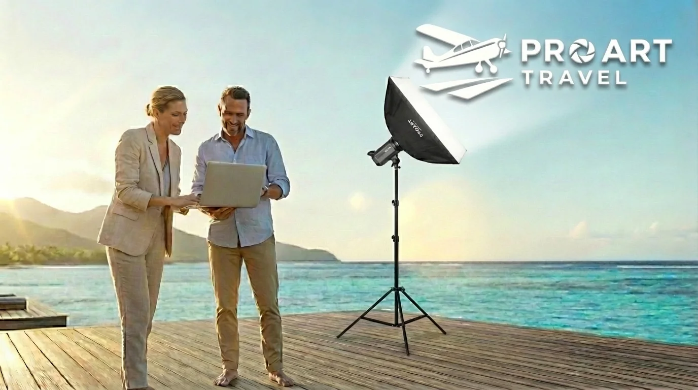 Brand concept visualisation from the existing Pro Art Travel website.